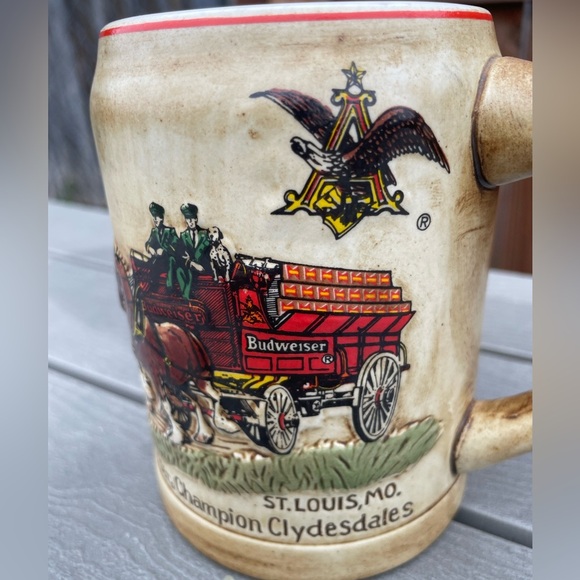 Vintage 1980's Budweiser Champion Clydesdales Holiday Ceramarte Mug Beer Stein - Picture 6 of 11